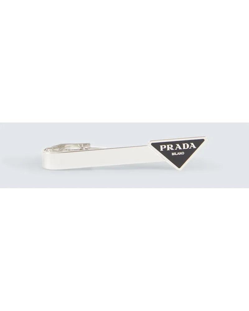 Prada Fermacravatta in argento sterling con logo Argento