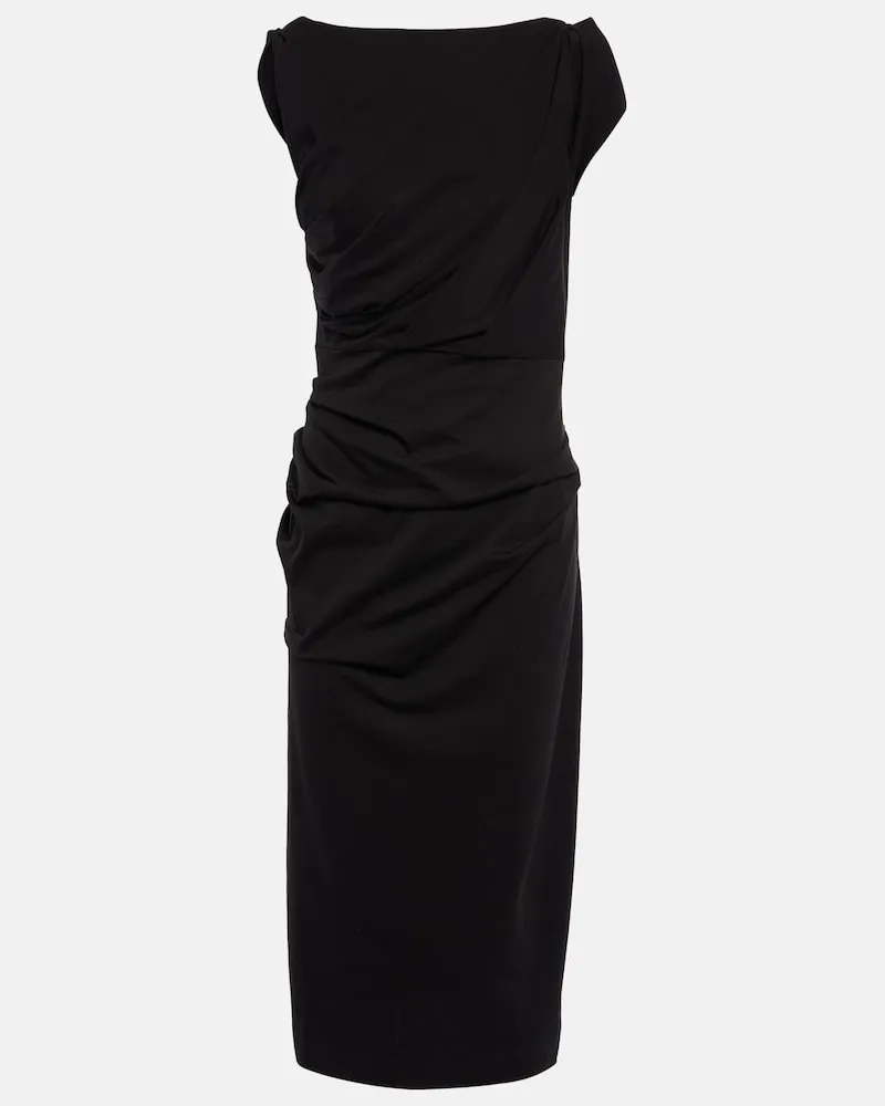 Dries van Noten Abito midi in jersey di cotone Nero