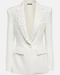 Alex Perry Blazer Addison in crêpe con cristalli Bianco