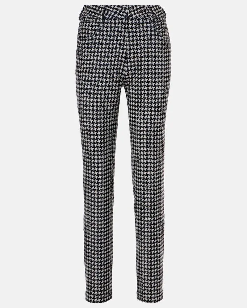 Norma Kamali Pantaloni slim a vita alta pied-de-poule Nero