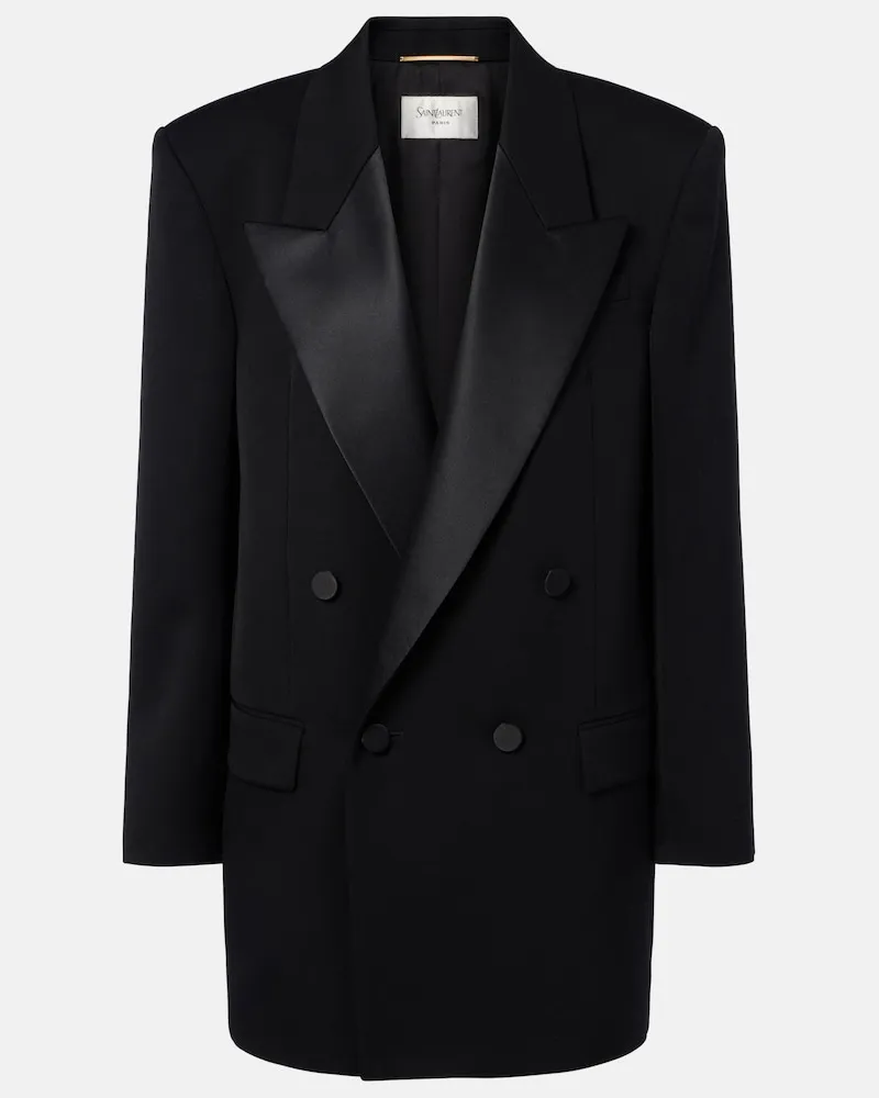 Saint Laurent Blazer doppiopetto oversize in lana Nero
