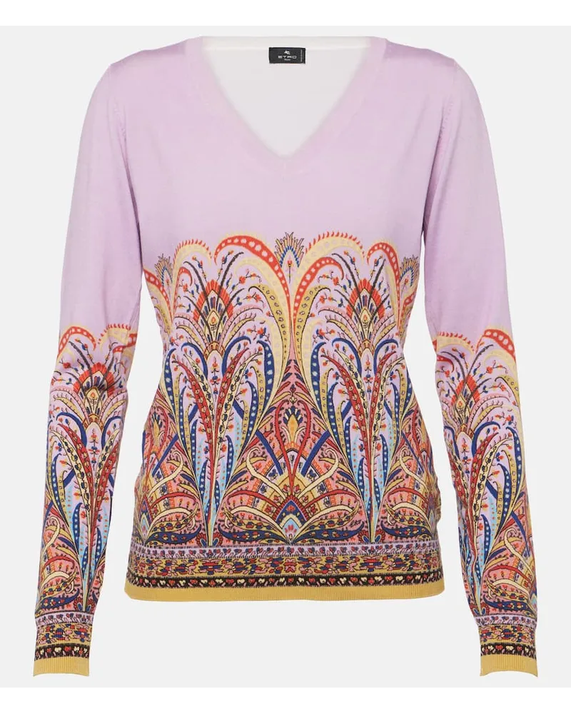 Etro Pullover in misto seta con stampa Rosa