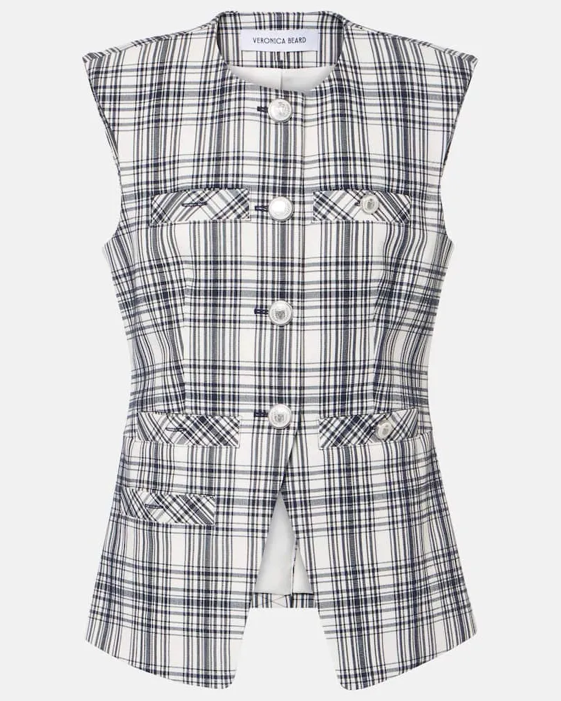 Veronica Beard Gilet Tamara in misto cotone a quadri Bianco