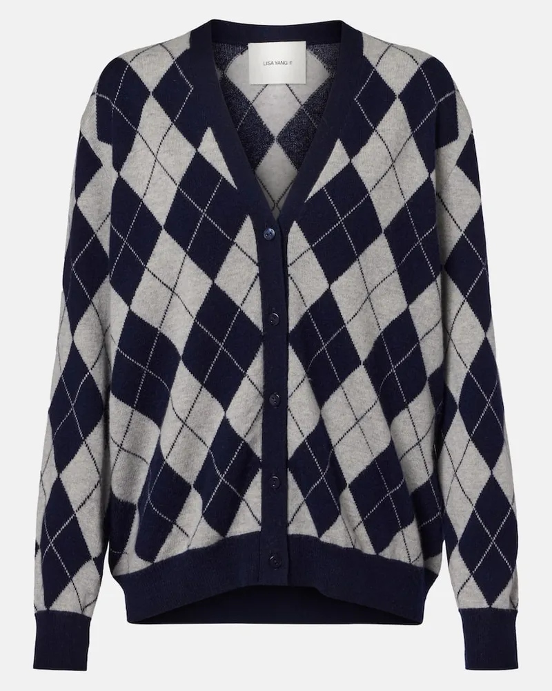 Lisa Yang Cardigan Raelyn in cashmere a rombi Grigio
