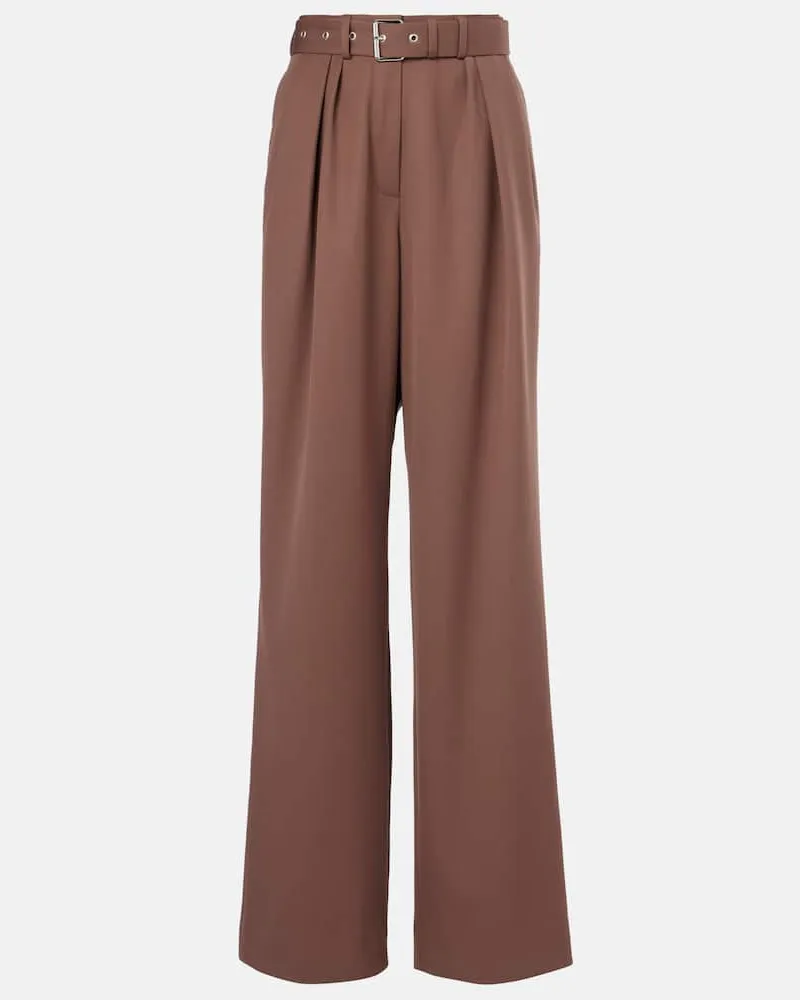 Dries van Noten Pantaloni a gamba larga in gabardine di lana Marrone