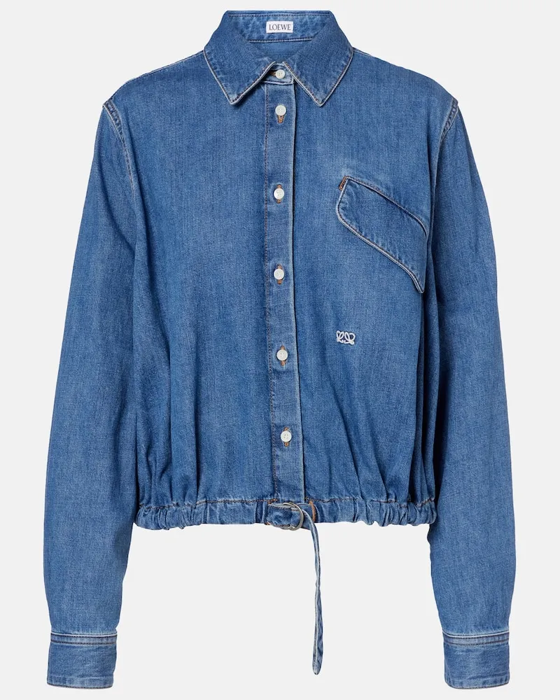 Loewe Camicia Double L in denim Blu