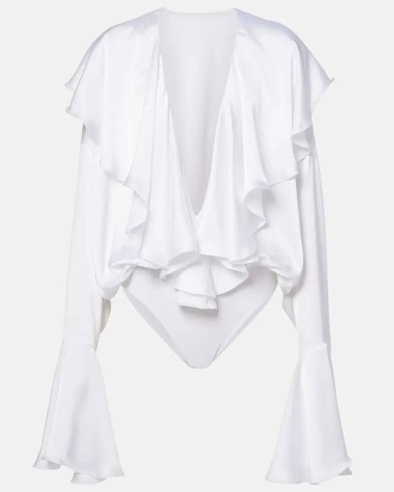 Norma Kamali Body con volant Bianco