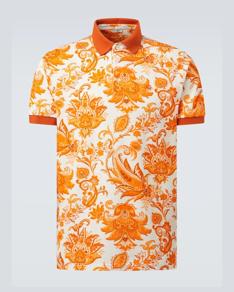 Etro Polo in cotone con stampa Arancione