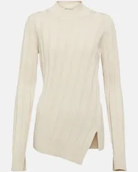 Stella McCartney Pullover asimmetrico in maglia a coste Bianco