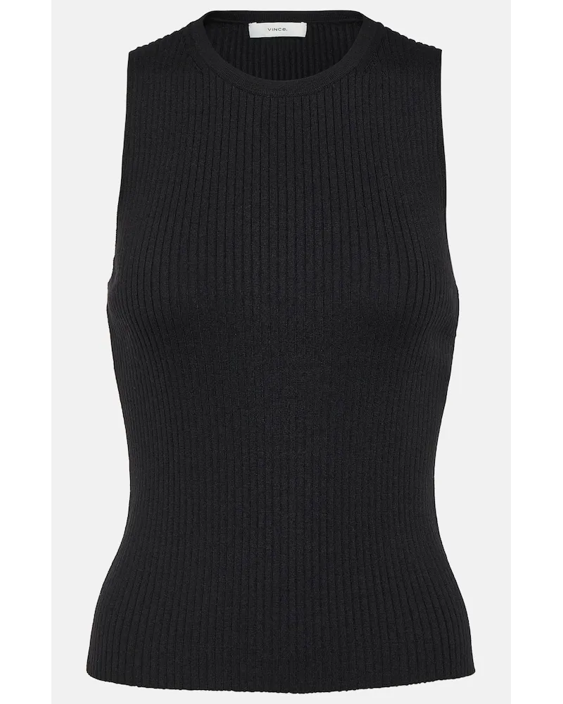 Vince Tank top in maglia a coste Nero