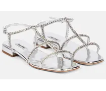 Sandali in pelle con cristalli