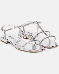 Miu Miu Sandali in pelle con cristalli Argento