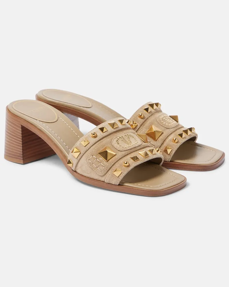 Valentino Garavani Mules Plaster Caster 50 in suede Beige