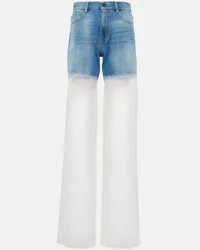 Nensi Dojaka Jeans a gamba larga e vita alta con tulle Blu