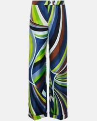 Emilio Pucci Pantaloni regular Iride in seta Blu