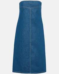 Ferragamo Abito midi in denim senza spalline Blu