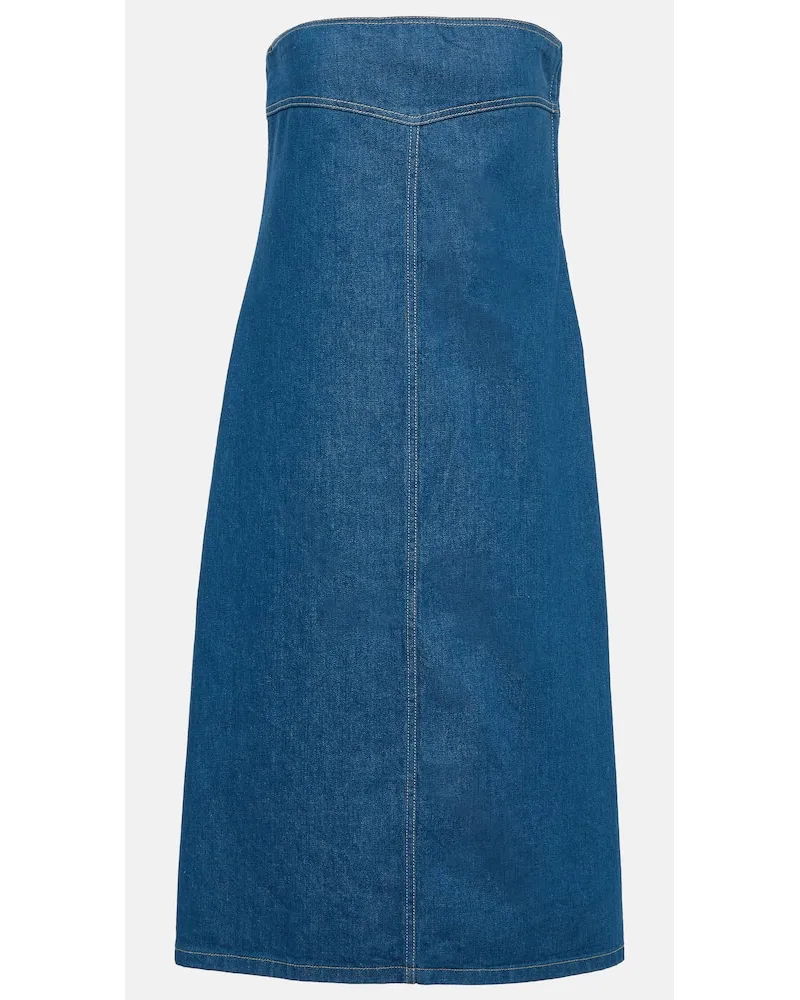 Ferragamo Abito midi in denim senza spalline Blu
