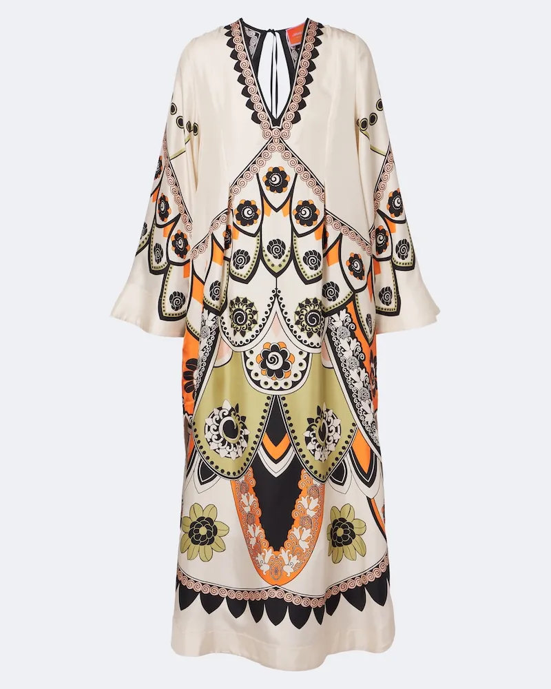 La DoubleJ Abito midi Twin Flame in twill di seta Bianco