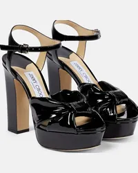 Jimmy Choo Sandali Heloise 120 in vernice con plateau Nero