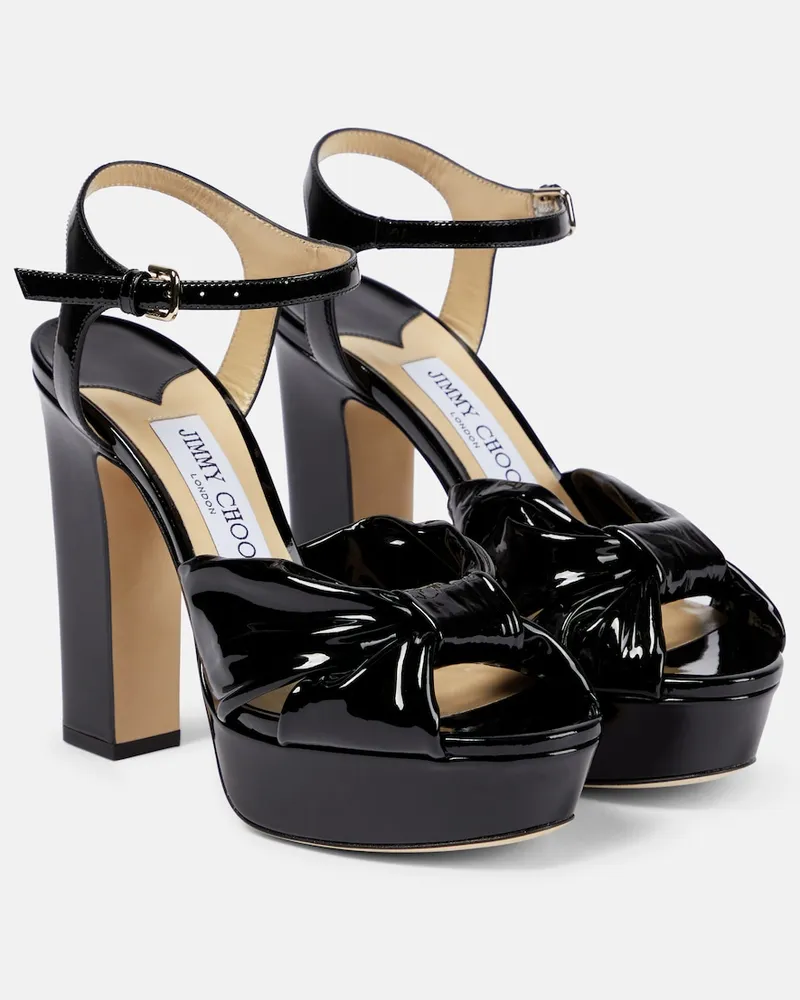 Jimmy Choo Sandali Heloise 120 in vernice con plateau Nero