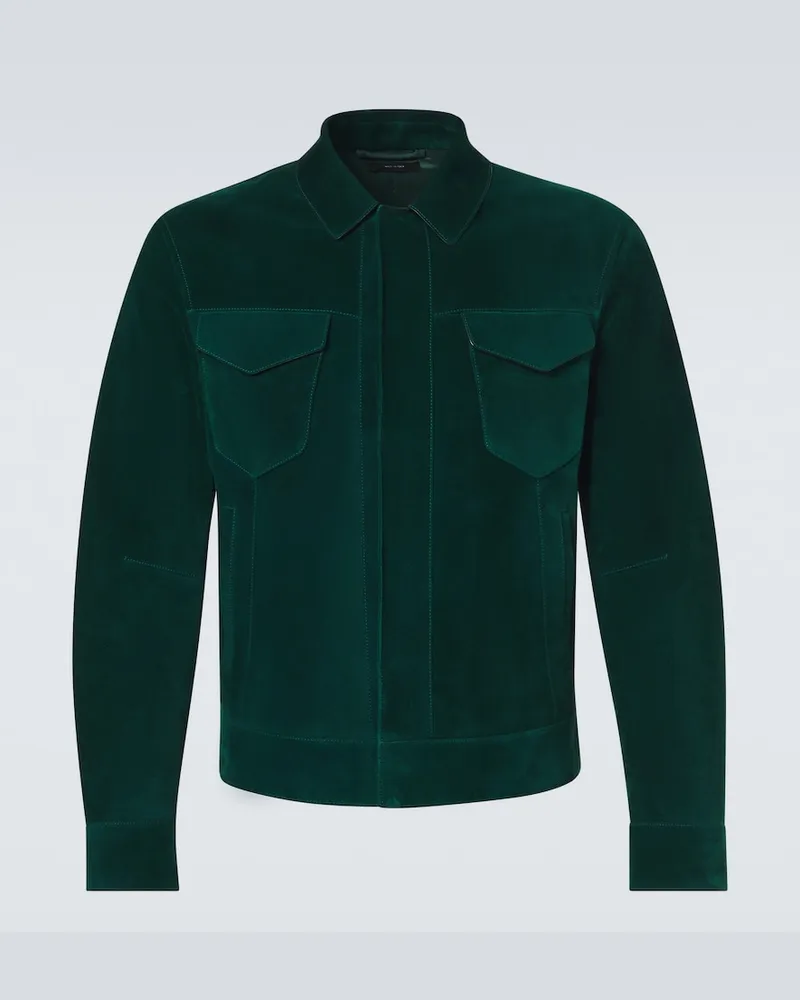 Tom Ford Giacca in suede Verde