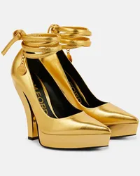 Tom Ford Pumps in pelle metallizzata con plateau Oro