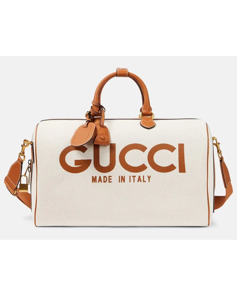 Gucci Borsa da viaggio Large in canvas con logo Beige