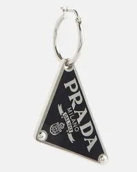 Prada Orecchino in argento sterling con logo Nero