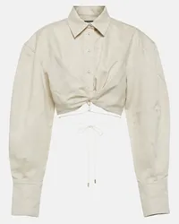 Jacquemus Camicia cropped Plidao in lino e cotone Beige