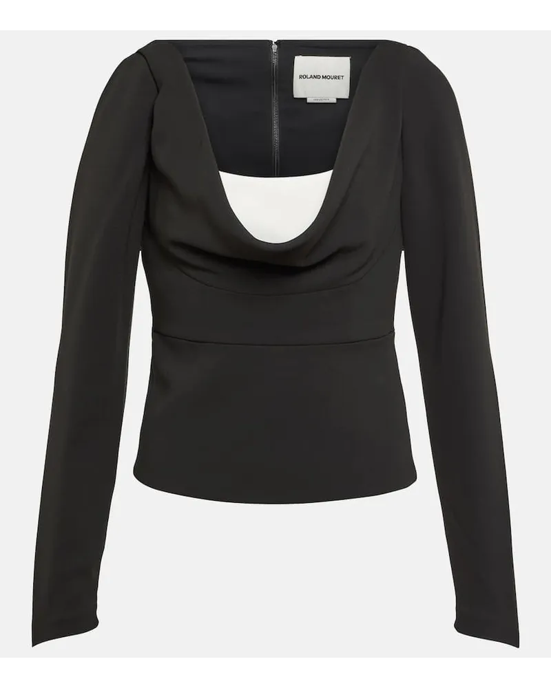 Roland Mouret Top in cady con scollo bardot Nero