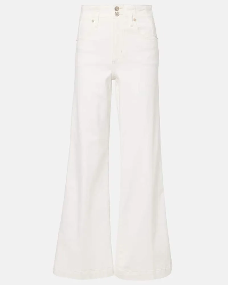 Frame Denim Pantaloni The Seamed Wide a vita alta Bianco