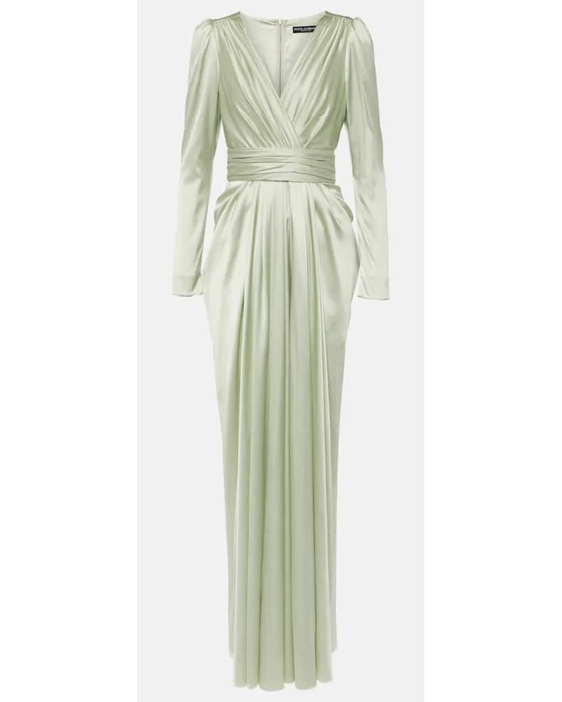 Dolce & Gabbana Abito lungo in misto seta Verde