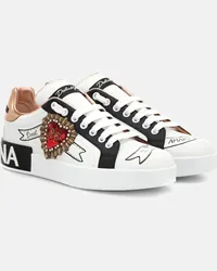 Dolce & Gabbana Sneakers Portofino in pelle con logo Bianco