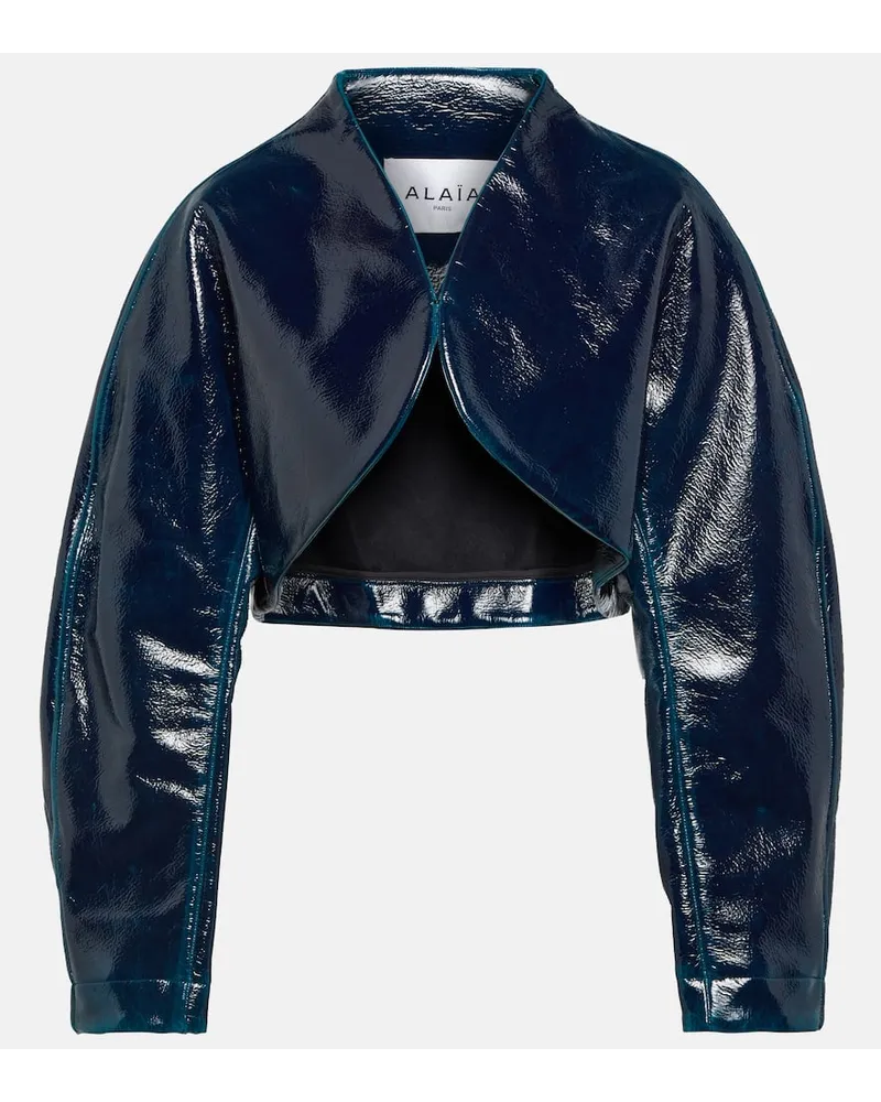 Alaïa AlaÃ¯a Giacca cropped in misto lana Blu