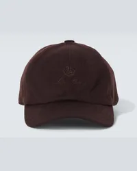 Loro Piana Cappello da baseball in cashmere con logo Marrone