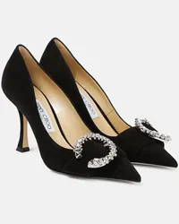 Jimmy Choo Pumps Melva 90 in suede con decorazioni Nero