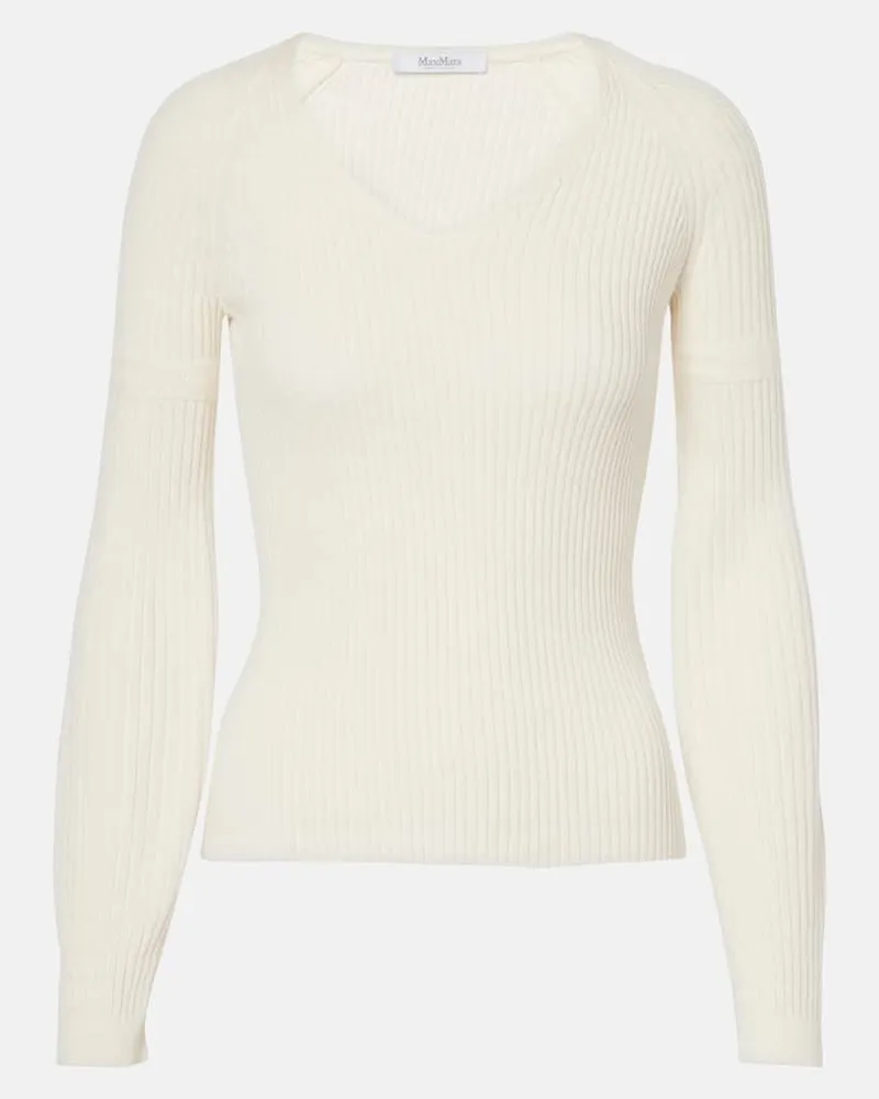Max Mara Pullover Gioiosa in cotone a coste Bianco