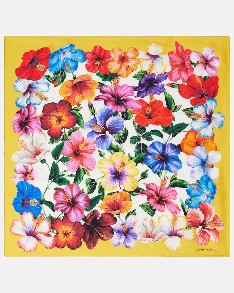 Dolce & Gabbana Foulard in twill di seta con stampa Multicolore