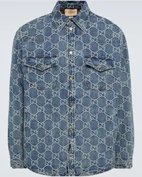 Gucci Giacca di jeans in jacquard GG Blu