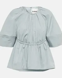 Jil Sander Blusa in popeline di cotone Blu