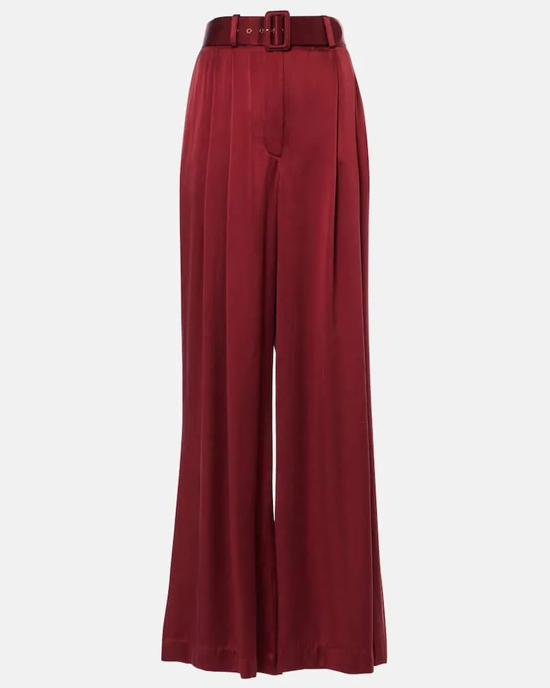 Zimmermann Pantaloni a gamba larga in seta Borgogna