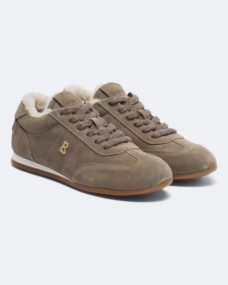 Bogner Sneakers Valencia in suede con shearling Beige
