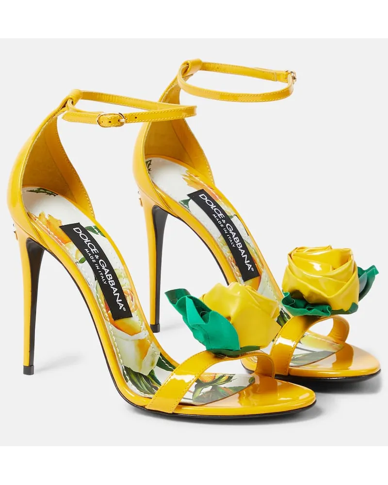 Dolce & Gabbana Sandali Keira in vernice con applicazione Giallo