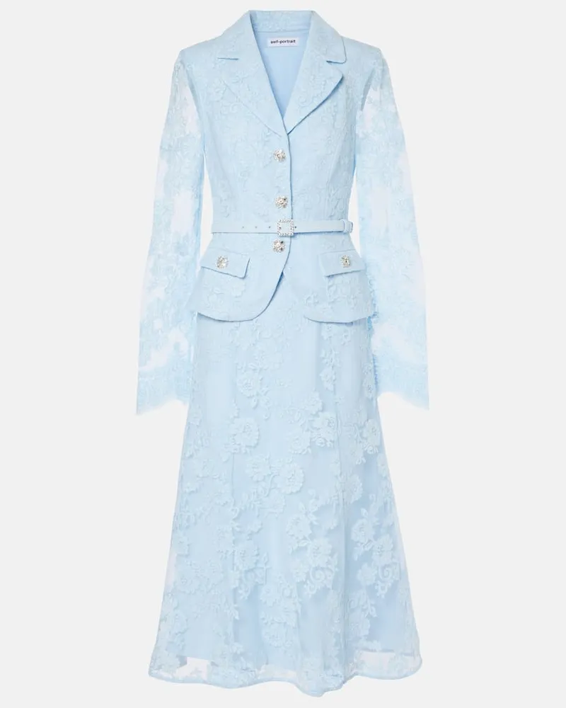 Self-Portrait Abito midi in pizzo Blu