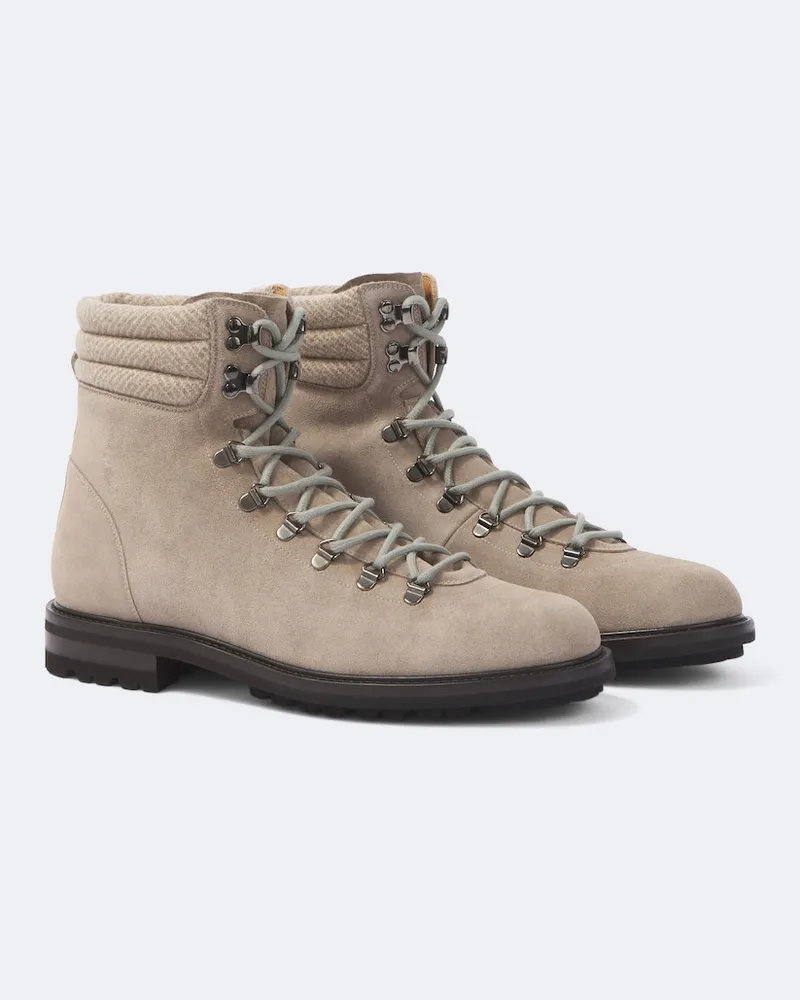 Kiton Stivaletti stringati in suede Grigio