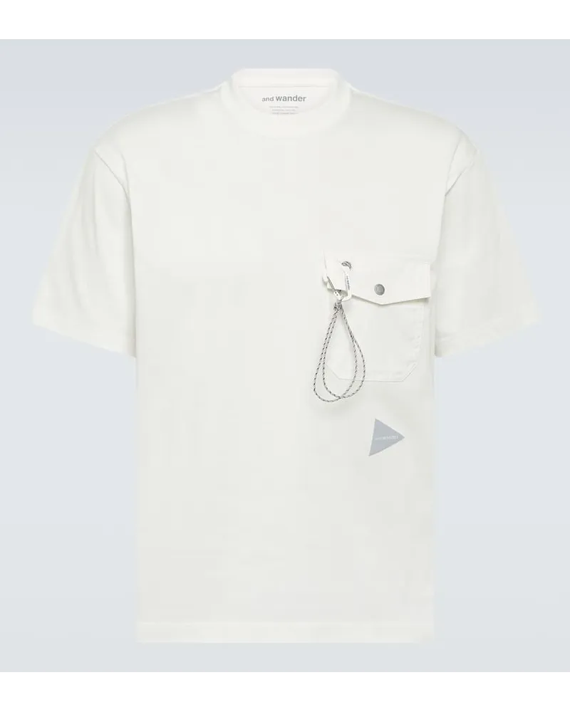 and wander T-shirt Pocket T in misto cotone Bianco