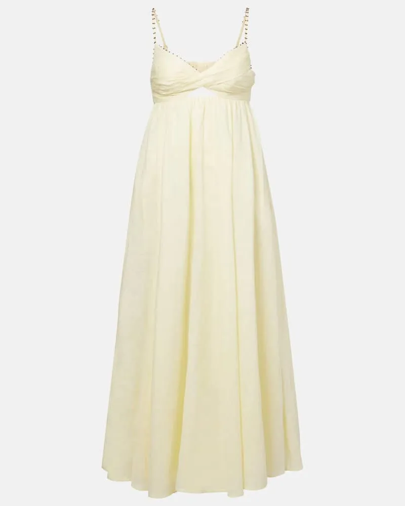 Zimmermann Abito midi Rhiannon in lino Giallo