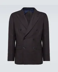 Brioni Blazer in lana principe di Galles Marrone