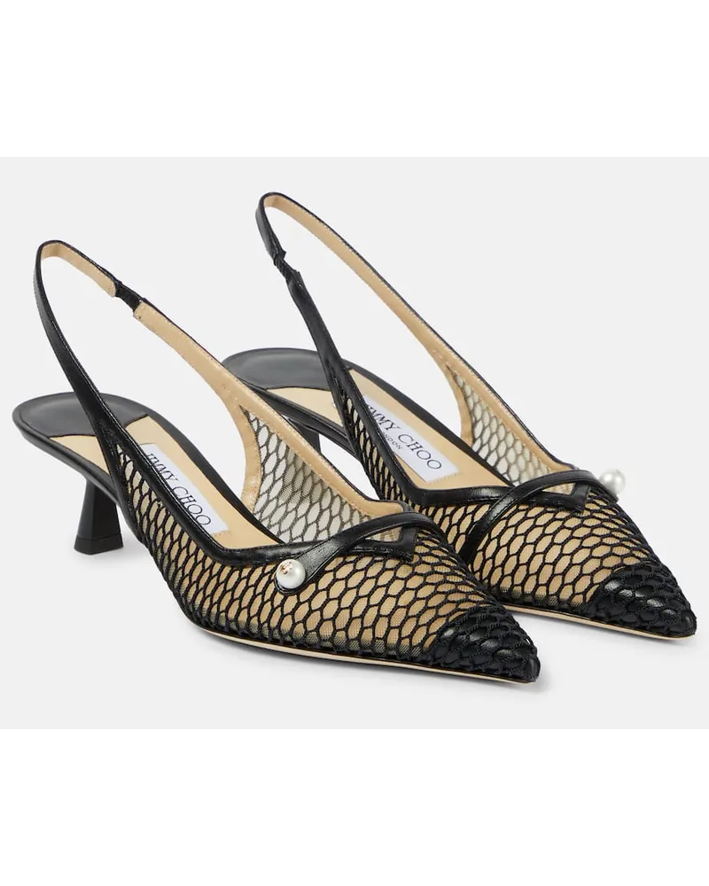 Jimmy Choo Pumps slingback Amita 45 in mesh Nero