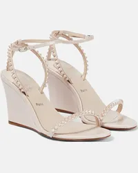 Christian Louboutin Sandali con zeppa in vernice Beige